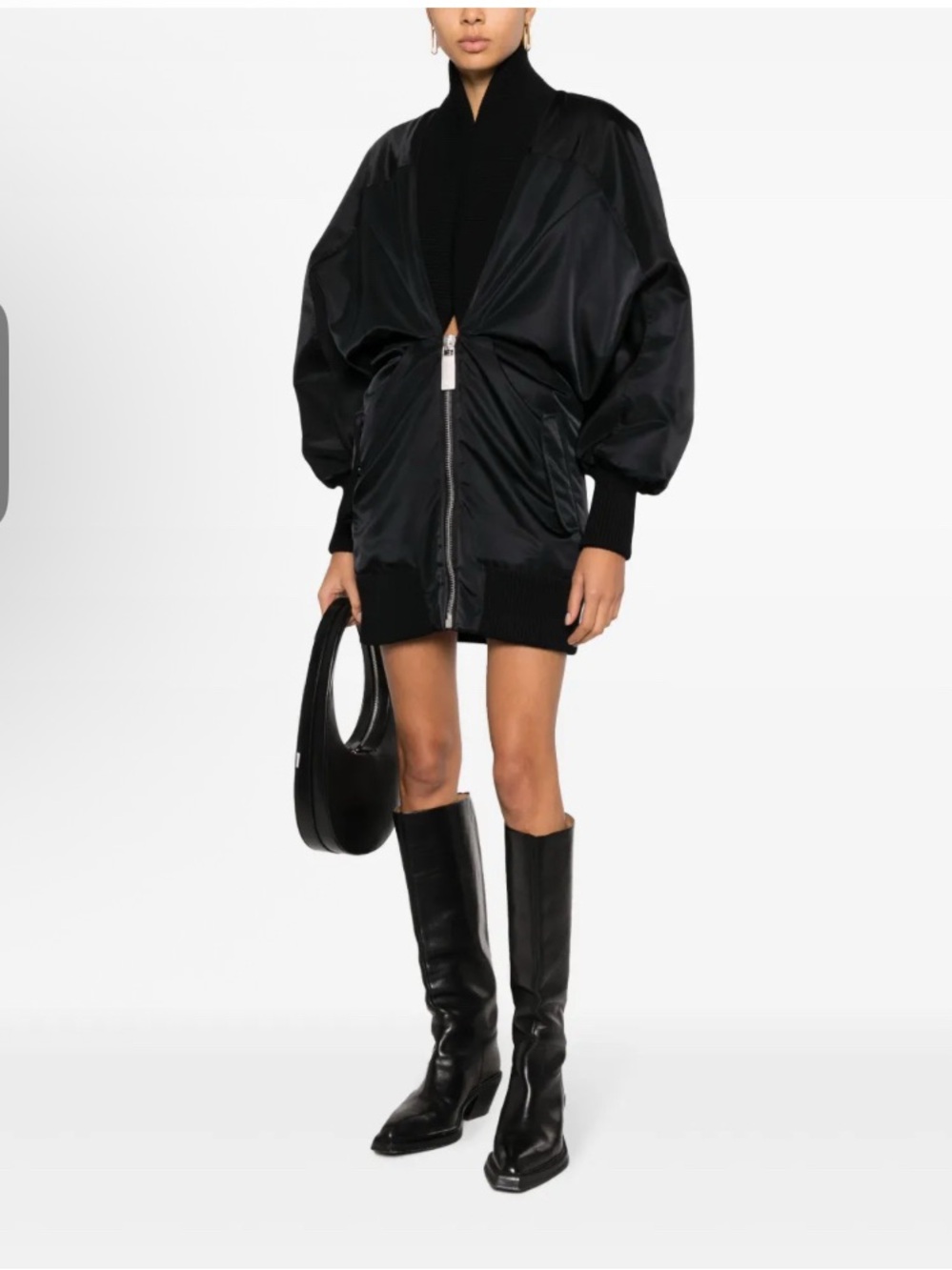 Off-White Black Puffer Zip-Front Bomber Jacket Dress NWT MSRP 3500